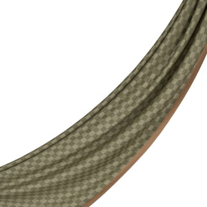 Haki Dama Desenli Yün İpek Şal