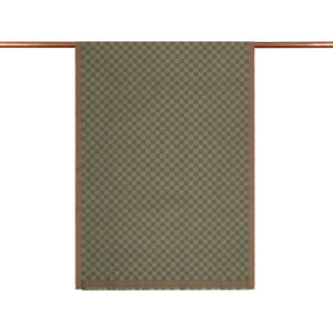 Haki Dama Desenli Yün İpek Şal