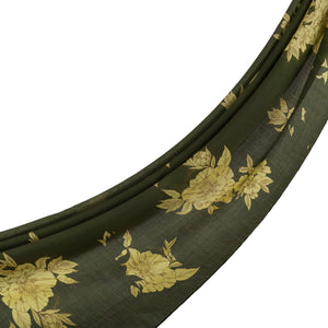 Haki Yeşili Açelya Desenli Tensel Şal