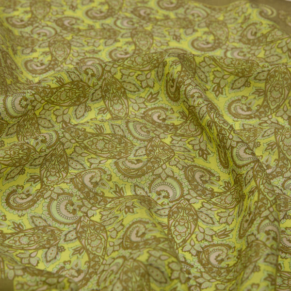 Haki Yeşili Mezopotamya Model 02 Desenli Tencel Sal