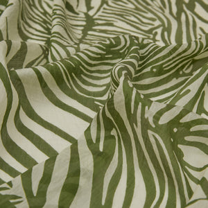 Haki Yeşili Zebra Desenli Tensel Şal