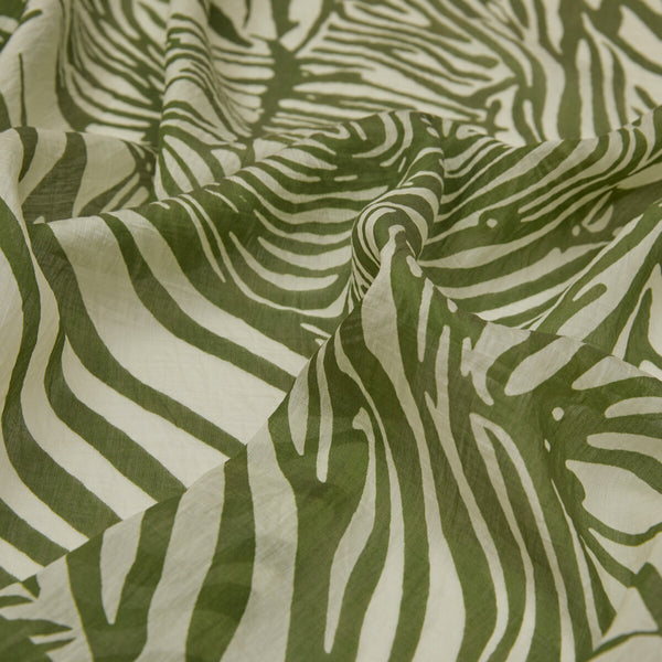 Haki Yeşili Zebra Desenli Tensel Şal