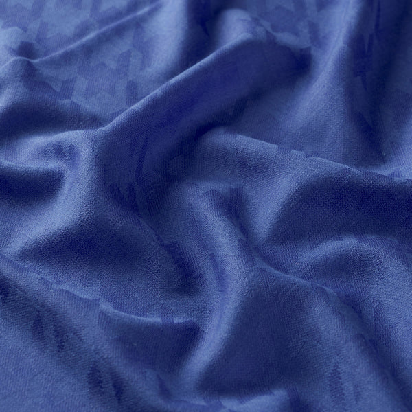 İndigo Kaz Ayağı Desenli Yün İpek Şal