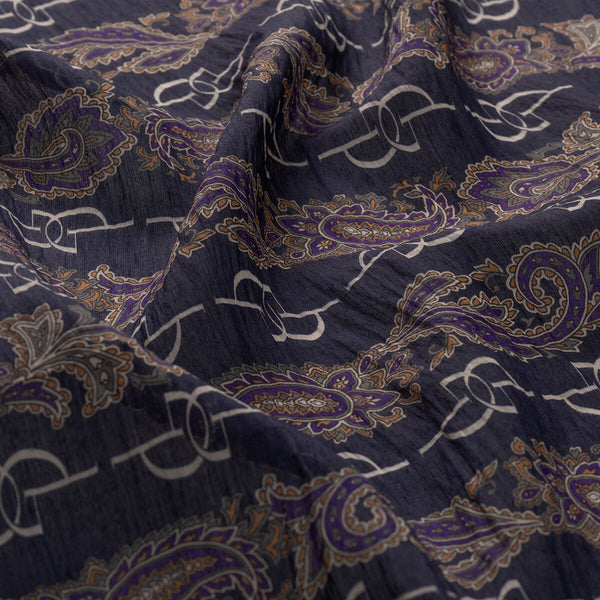 Lacivert Bej Monogram Desenli Tensel Eşarp