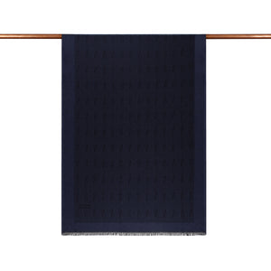 Lacivert İE Monogram Pamuk İpek Şal