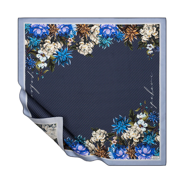 Lacivert Mavi Havva Tivil İpek Eşarp