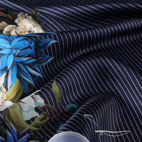 Lacivert Mavi Havva Tivil İpek Eşarp