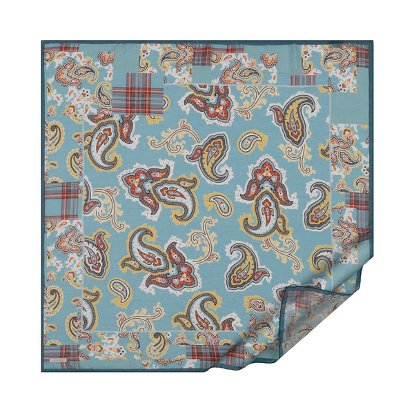 Mentol Patchwork Desenli Tensel Eşarp