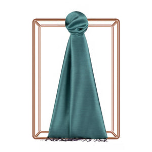 Mentol Patlıcan Moru Çift Taraflı İpek Şal