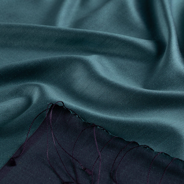 Mentol Patlıcan Moru Çift Taraflı İpek Şal