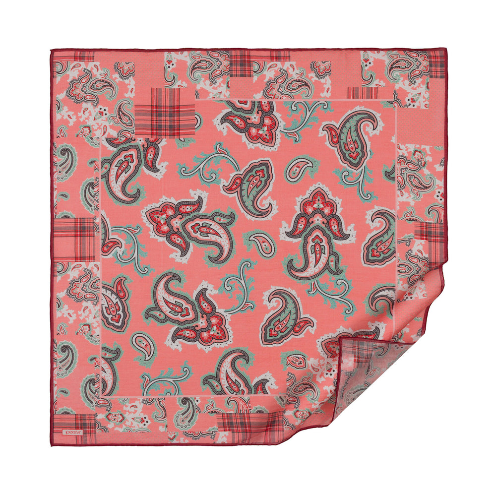 Mercan Patchwork Desenli Tensel Eşarp