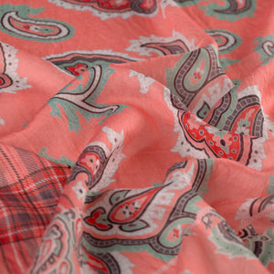 Mercan Patchwork Desenli Tensel Eşarp
