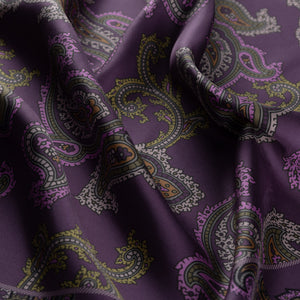Koyu Mor Patchwork Desenli Tivil İpek Eşarp