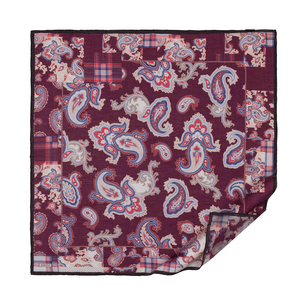 Mürdüm Patchwork Desenli Tensel Eşarp