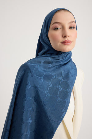 Neda Pamuk İpek Şal 70x190 cm - İndigo