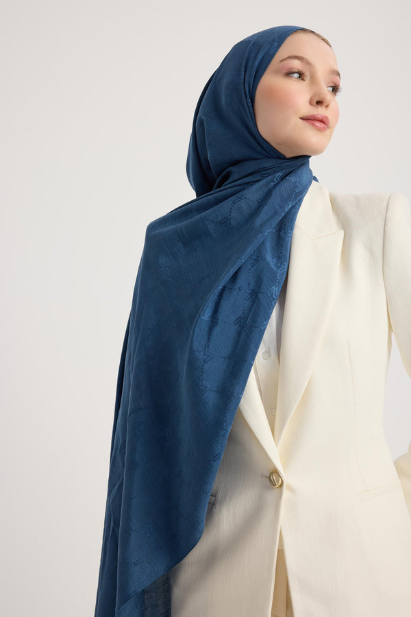 Neda Pamuk İpek Şal 70x190 cm - İndigo