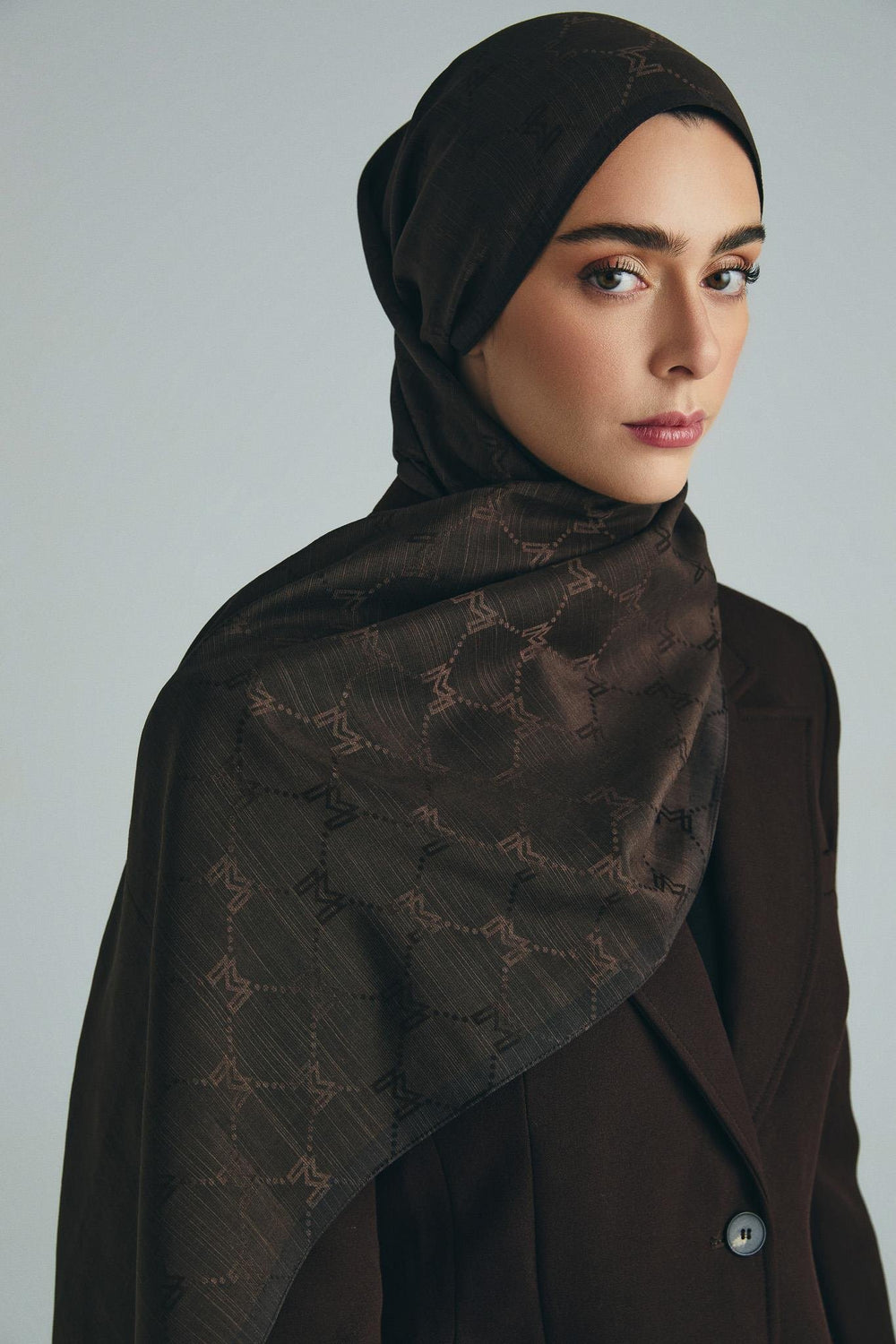 Neda Pamuk İpek Şal 70x190 cm - Kahverengi