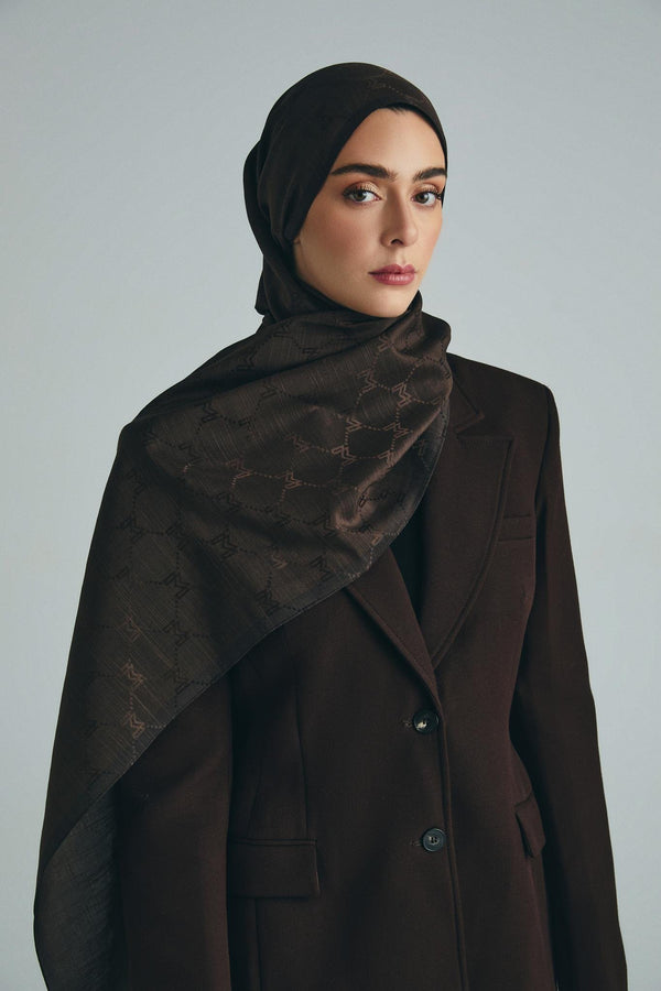 Neda Pamuk İpek Şal 70x190 cm - Kahverengi