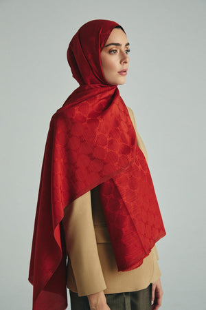 Neda Pamuk İpek Şal 70x190 cm - Kiremit