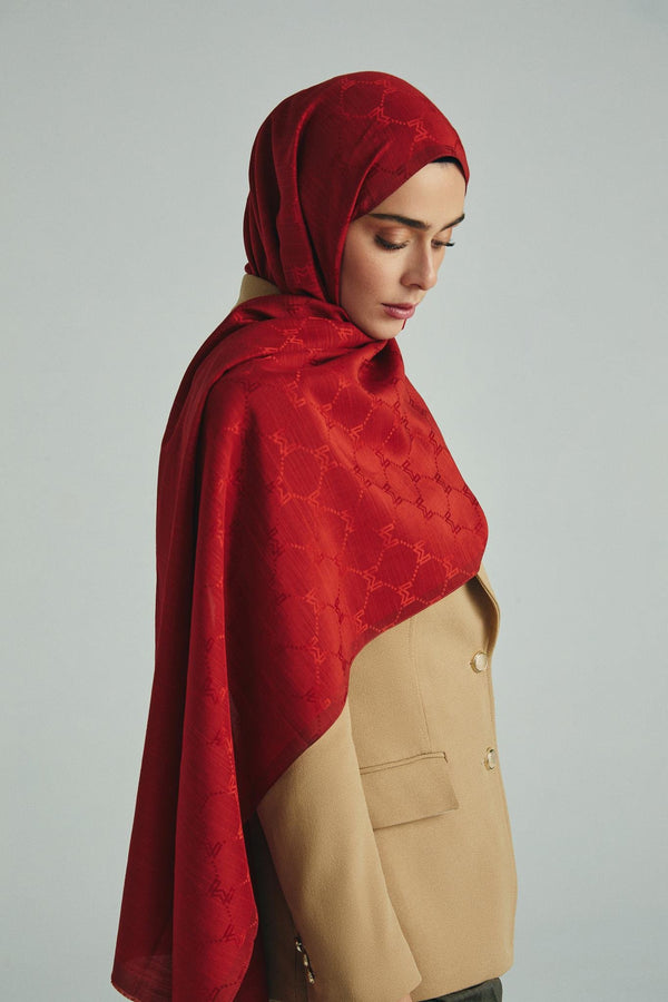 Neda Pamuk İpek Şal 70x190 cm - Kiremit
