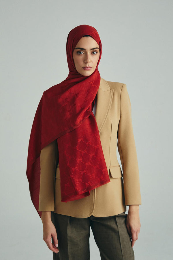 Neda Pamuk İpek Şal 70x190 cm - Kiremit