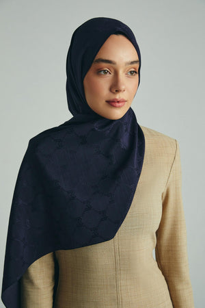Neda Pamuk İpek Şal 70x190 cm - Lacivert