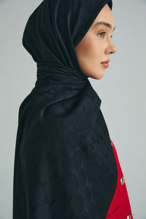 Neda Pamuk İpek Şal 70x190 cm - Siyah