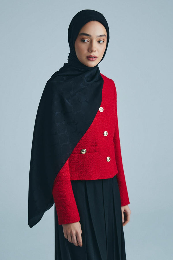 Neda Pamuk İpek Şal 70x190 cm - Siyah