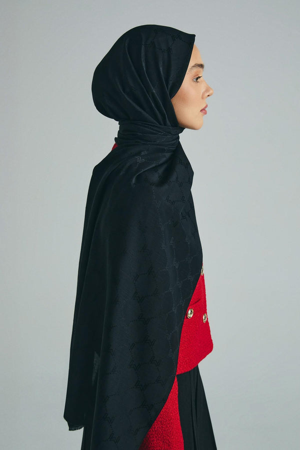 Neda Pamuk İpek Şal 70x190 cm - Siyah