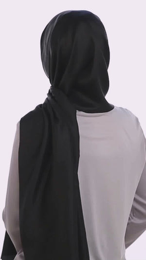 Siyah Çift Taraflı İpek Şal