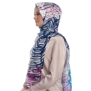 Renkli Zebra Desenli İpek Şal Model 03