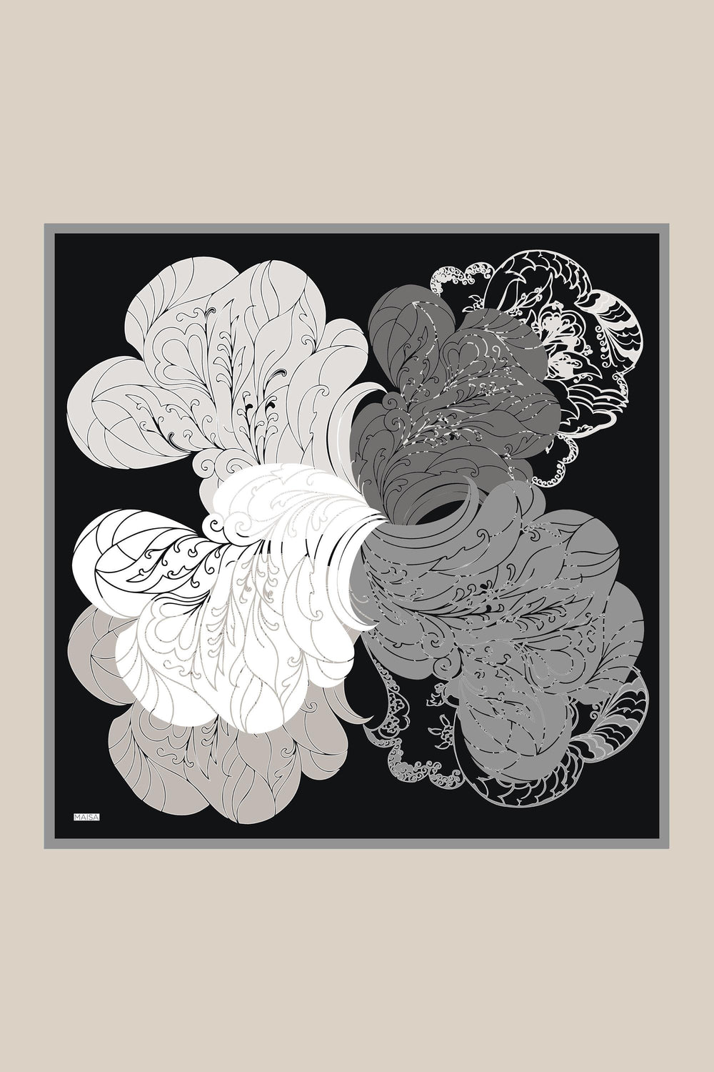 Safi Tivil İpek Eşarp 90x90 cm - Siyah