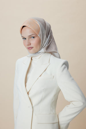 Safi Tivil İpek Eşarp 90x90 cm - Vizon