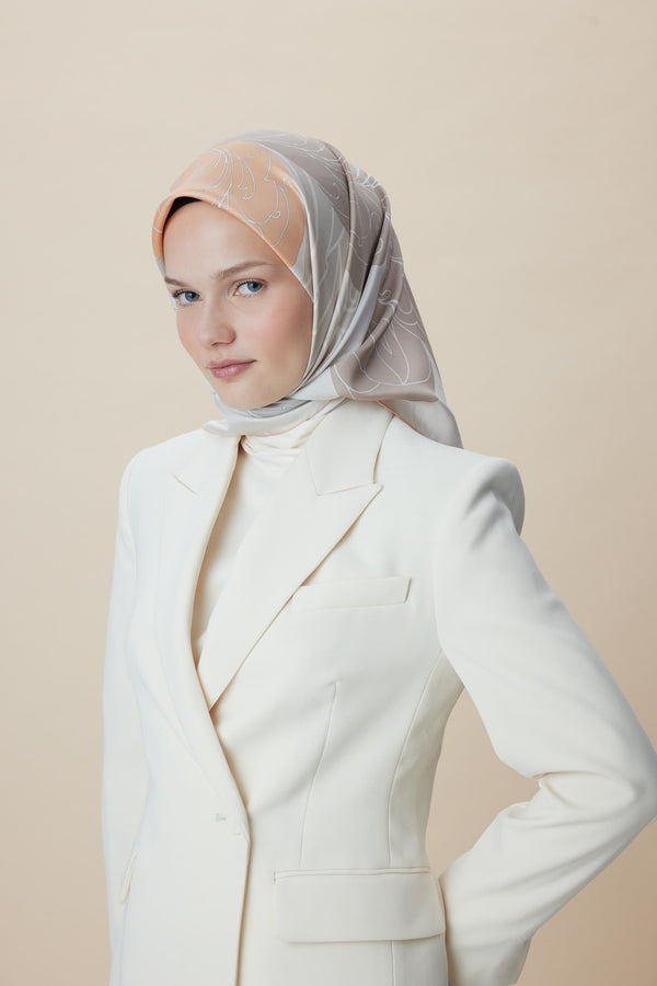 Safi Tivil İpek Eşarp 90x90 cm - Vizon