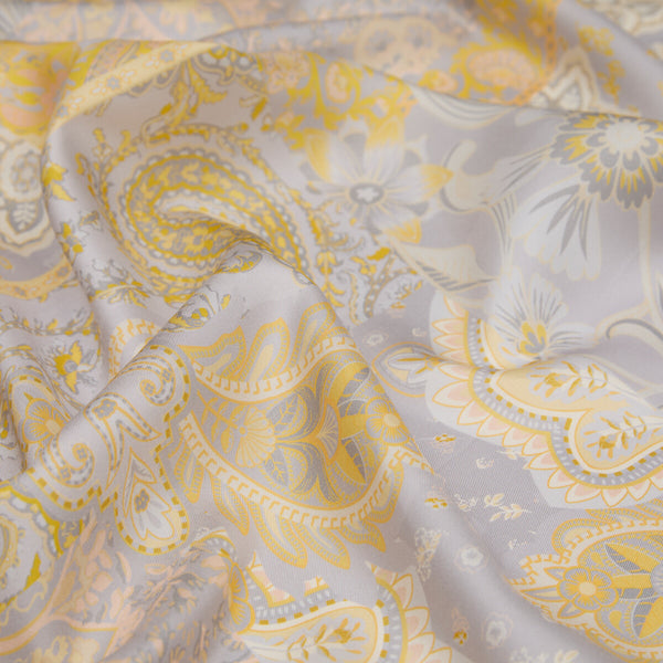 Sarı Bohem Kırkyama Tivil İpek Eşarp