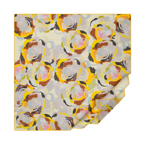 Sarı Duygusal Çiçekler Pamuk Eşarp