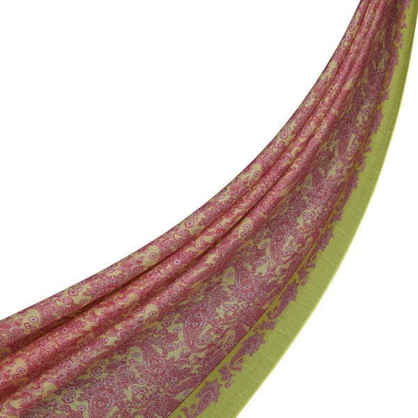 Sarı Fuşya Mezopotamya Model 06 Desenli Tensel Şal