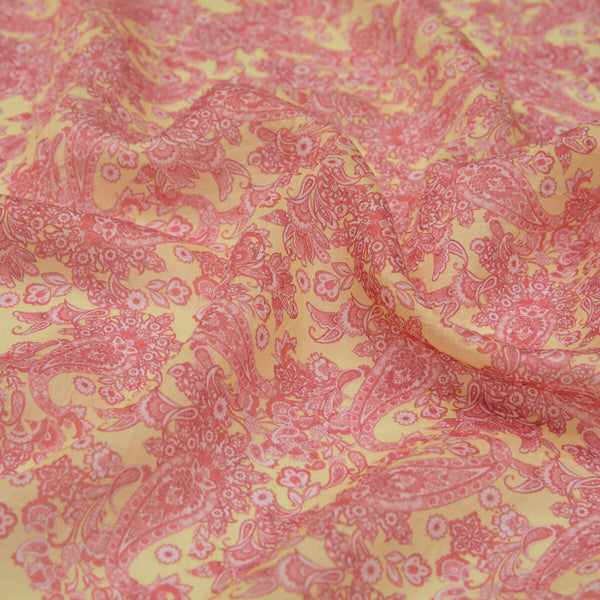 Sarı Fuşya Mezopotamya Model 06 Desenli Tensel Şal