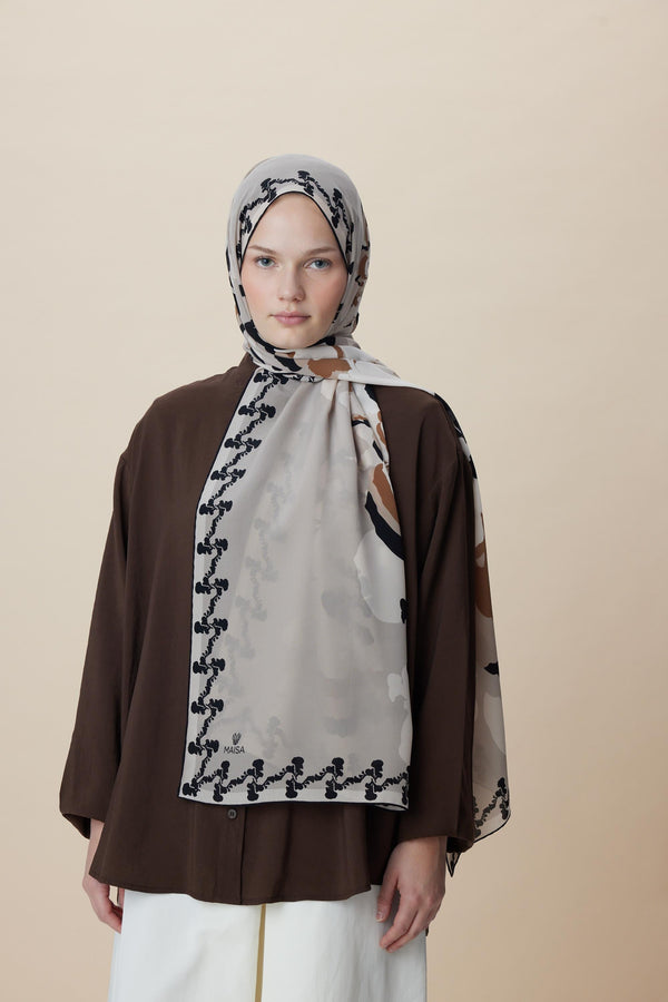 Seda Krep İpek Şal 70x190 Cm - Bej