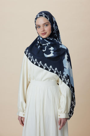 Seda Krep İpek Şal 70x190 Cm - İndigo