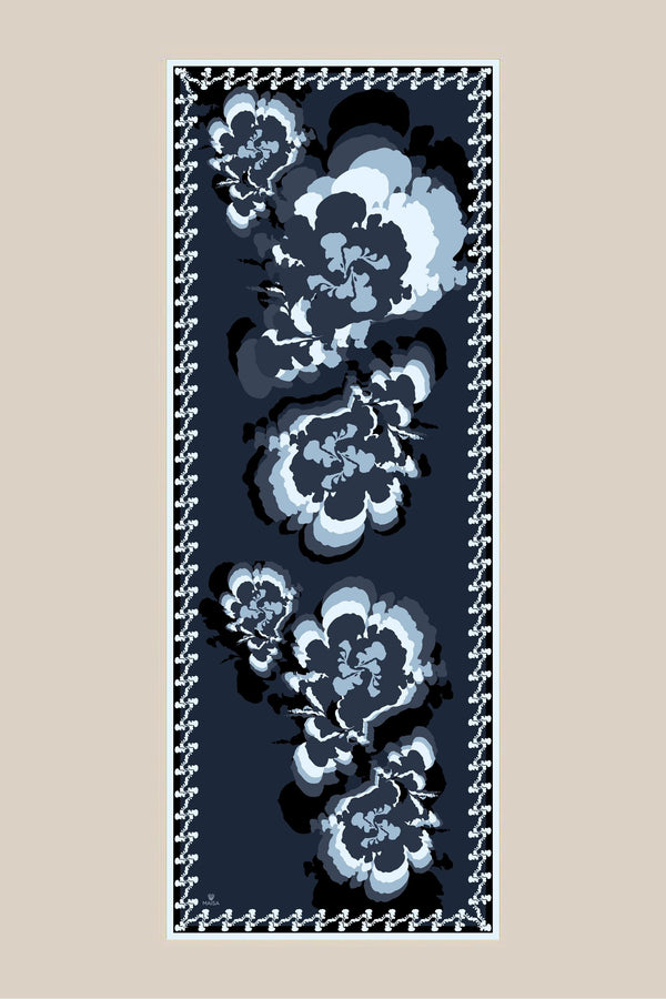 Seda Krep İpek Şal 70x190 Cm - İndigo