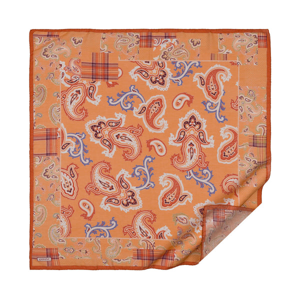 Şeftali Patchwork Desenli Tensel Eşarp