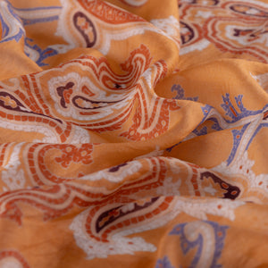 Şeftali Patchwork Desenli Tensel Eşarp