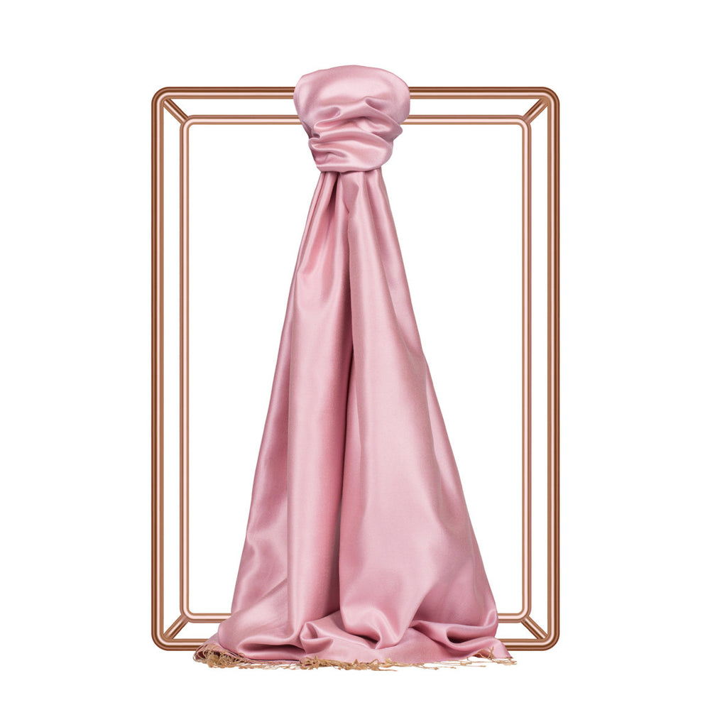 Şeker Pembe Çift Taraflı İpek Şal