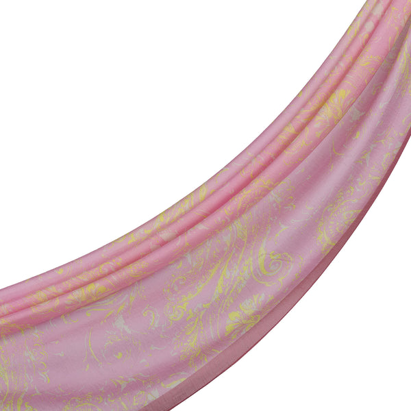 Şeker Pembe Sarı Esinti Desenli Tensel Şal