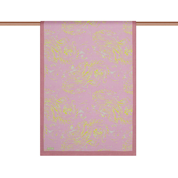 Şeker Pembe Sarı Esinti Desenli Tensel Şal