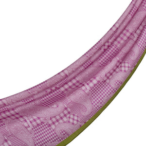 Şeker Pembesi Yamalı Paisley Desenli Tensel Şal