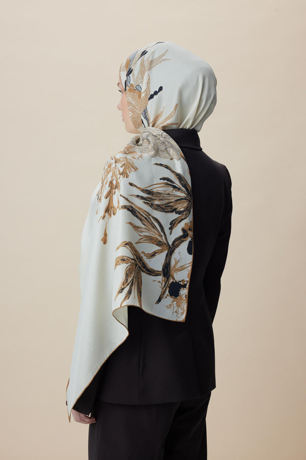 Sitare Pamuk İpek Şal 70x190 Cm - Bej