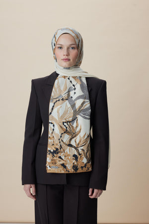 Sitare Pamuk İpek Şal 70x190 Cm - Bej
