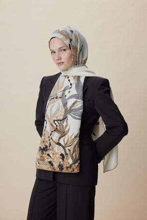 Sitare Pamuk İpek Şal 70x190 Cm - Bej